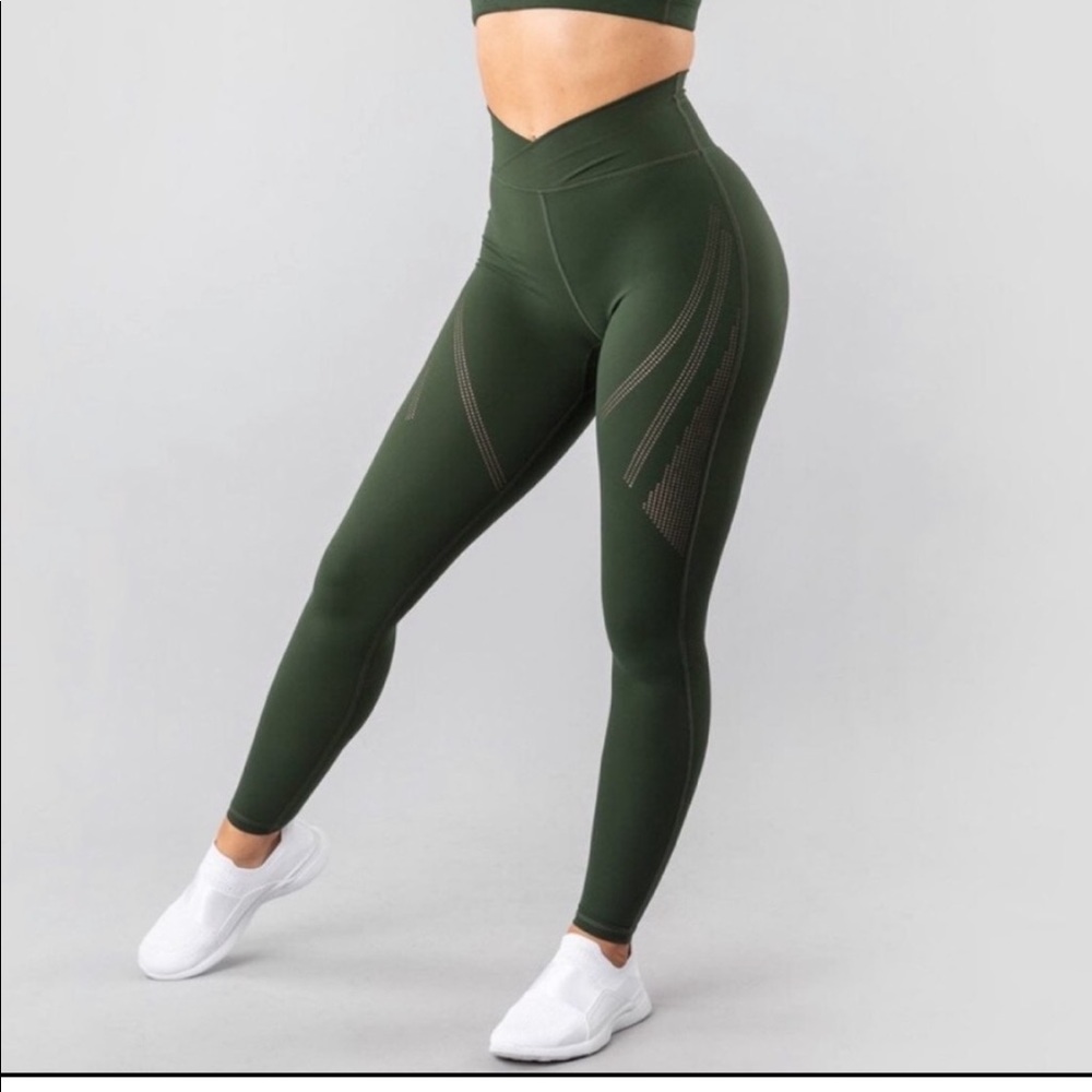 Olive Green Alphalete Surface Path Laser Leggings